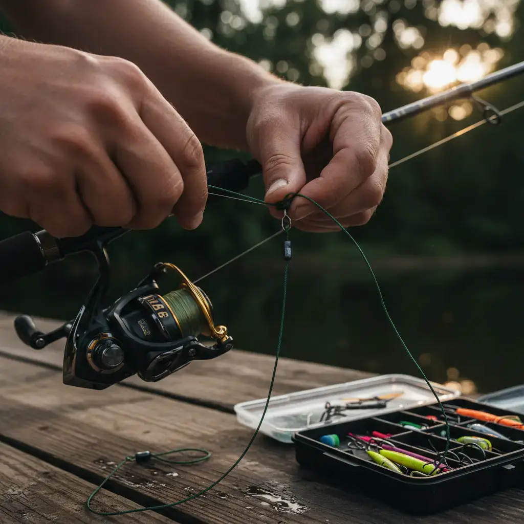 Tying a fishing knot