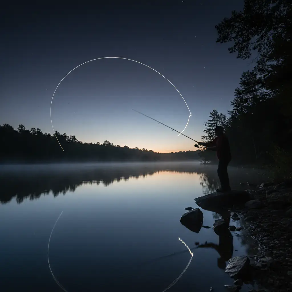 Casting line early morning